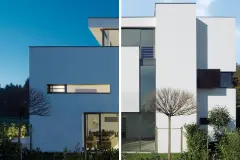 Einfamilienhaus bei Tag und Nacht